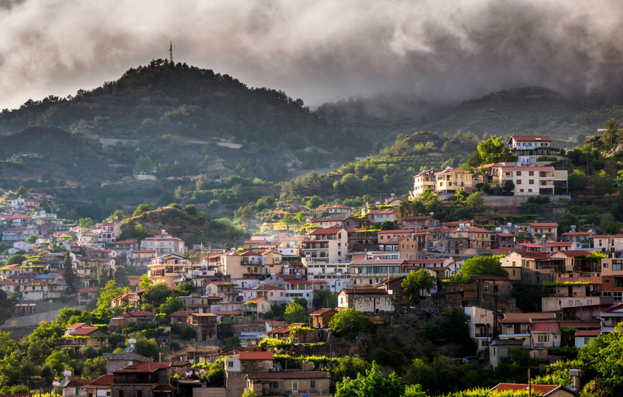 Agros village on top of the Troodos Mountains. Limassol District, Cyprus.